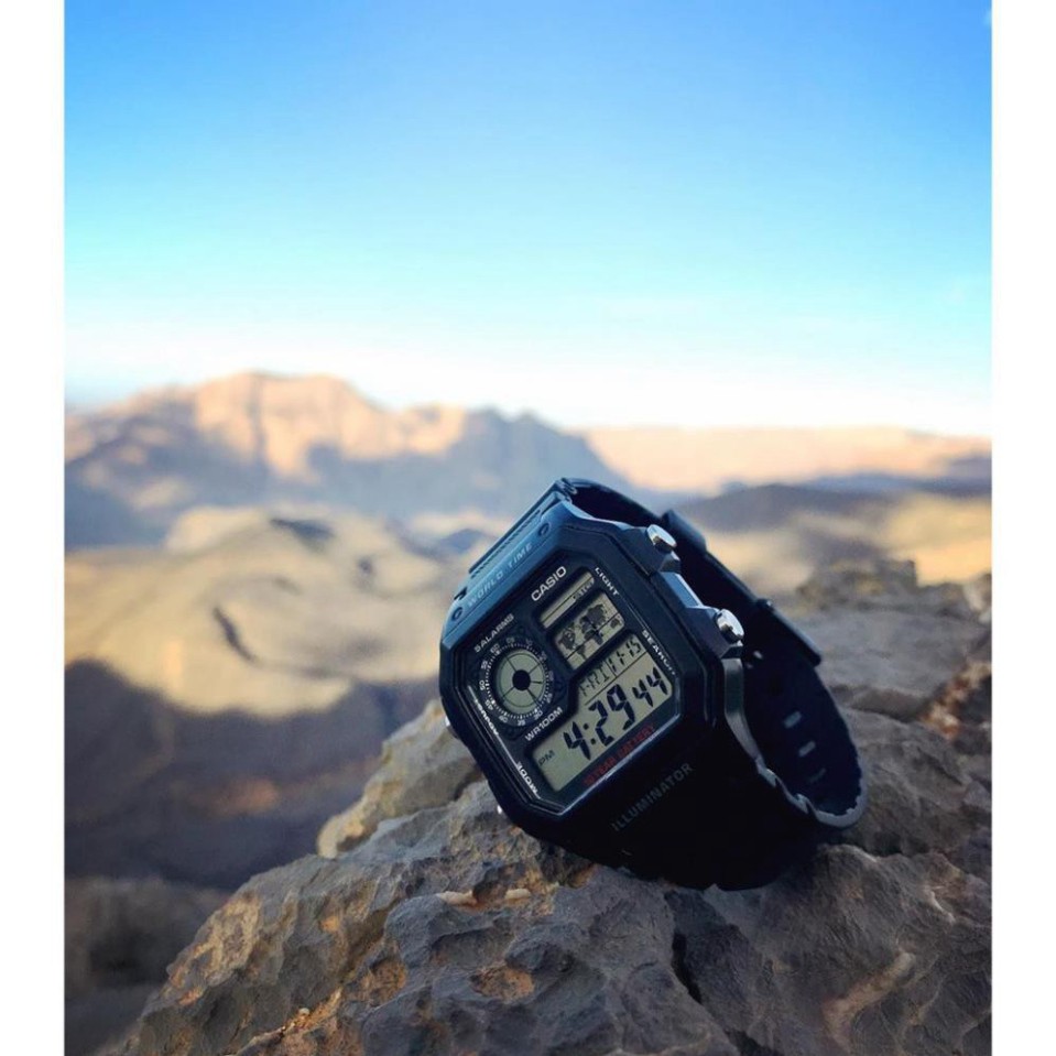 [HOT 2021]Đồng hồ nam Casio AE 1200-WHD classic chống nước , dây thép không gỉ (dây bạc mặt đen)-FULL BOX THiếc chínhãng | BigBuy360 - bigbuy360.vn