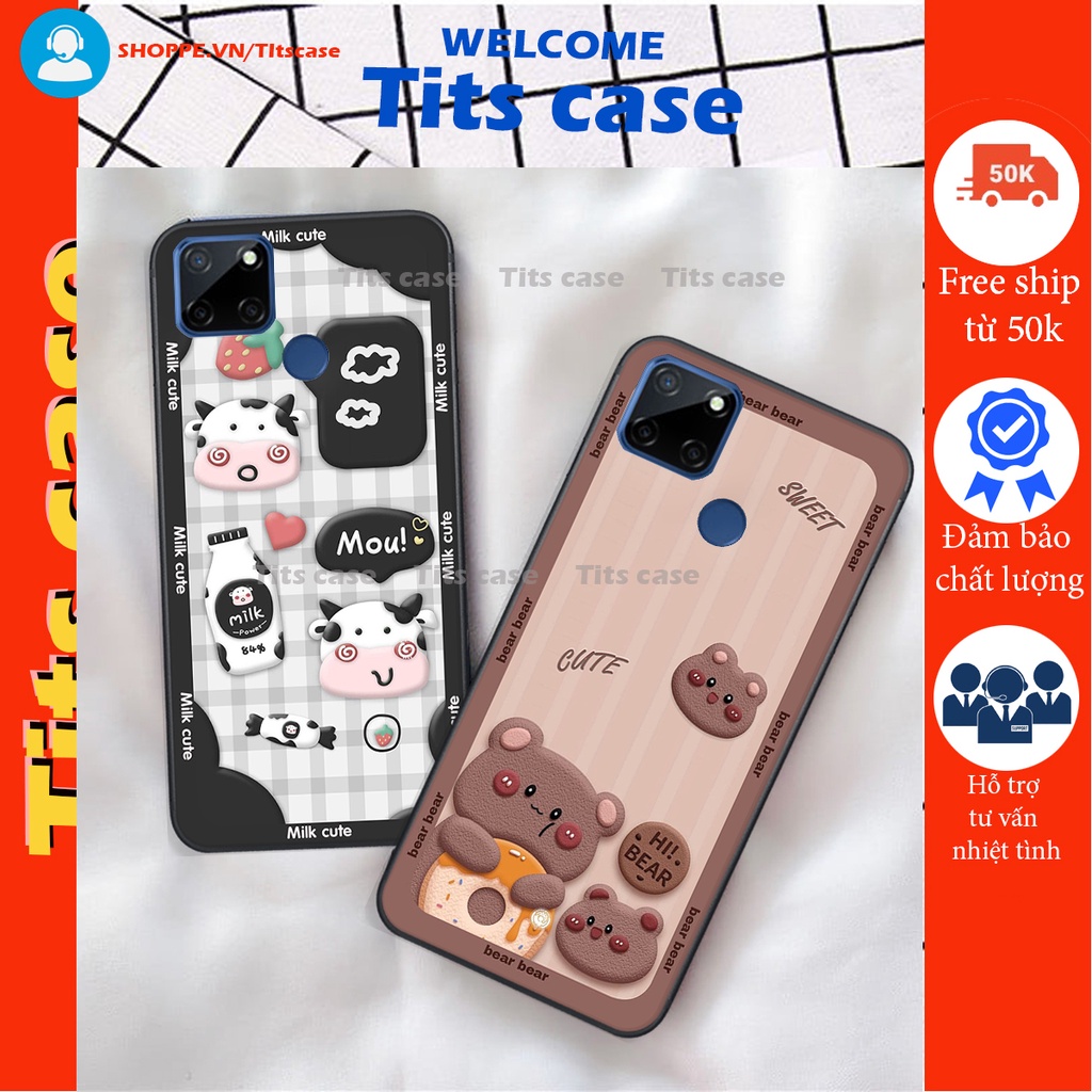 Ốp lưng Realme C12 in hình bò sữa, gấu be@r, cute cực  ĐỈNH -  cực CHẤT-  cực COOL