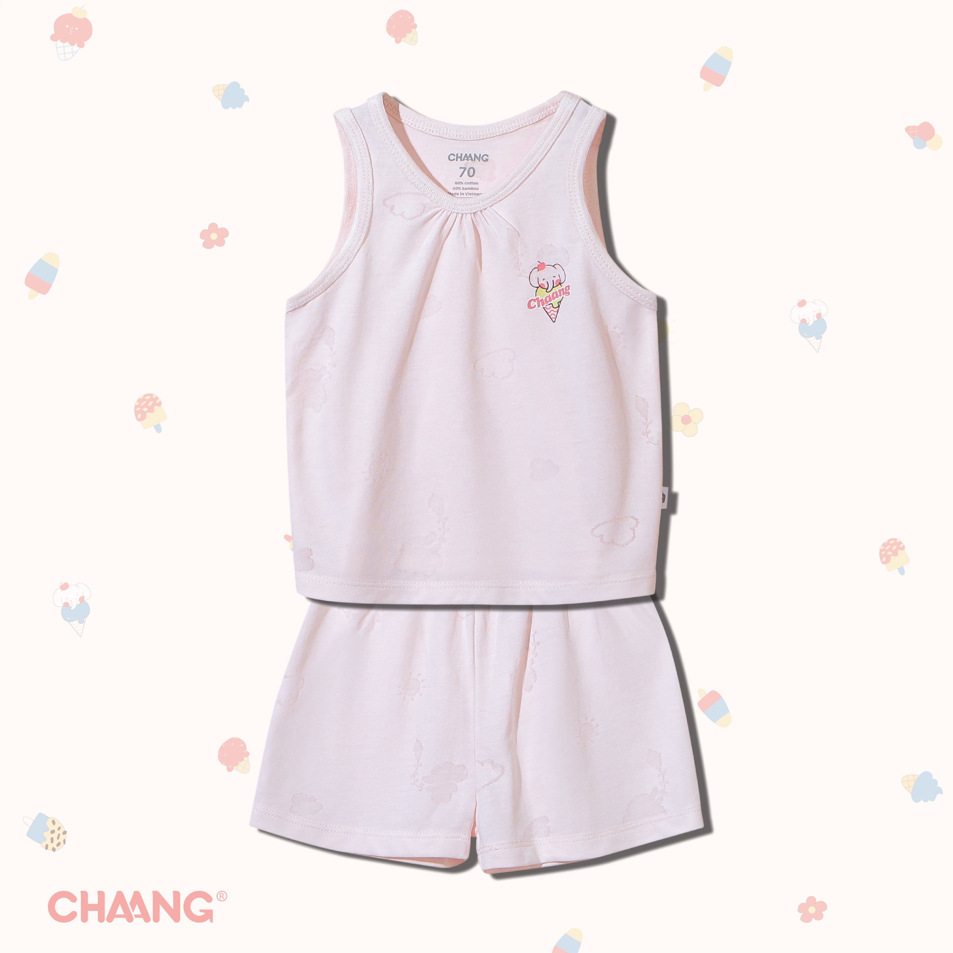 Mẫu 2021 Bộ quần áo tay ngắn mùa hè bé trai/bé gái CHAANG summer cotton bambom 2021