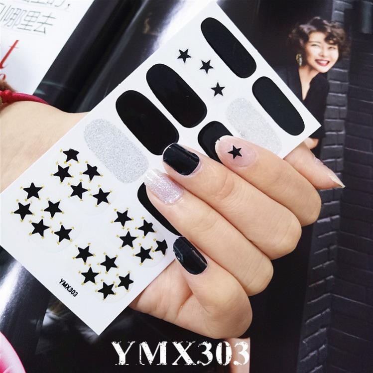 Bộ dán móng tay dán nail sticker gồm 14 móng, không thấm nước,độ đàn hồi cao YMX 301 302 304