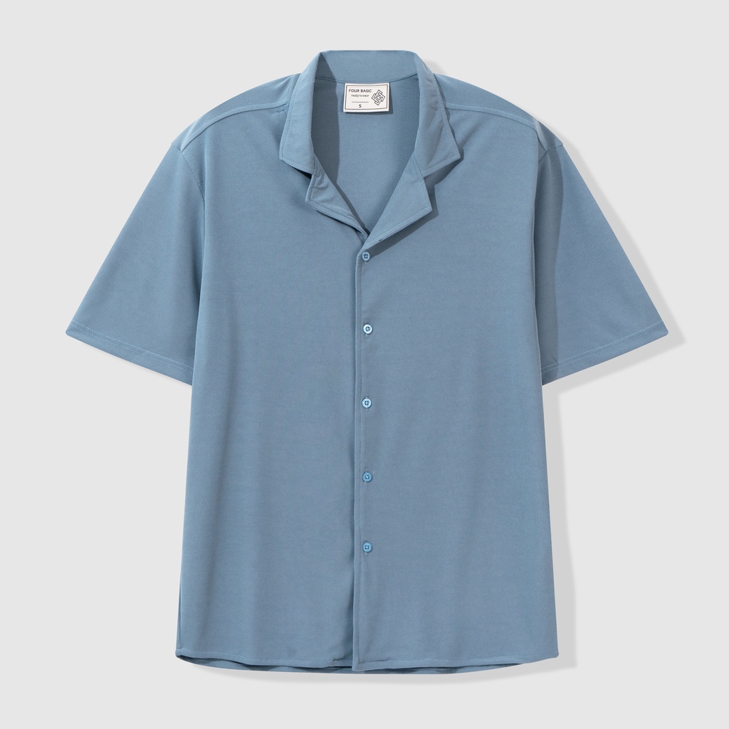 Áo sơ mi nam trơn tay lỡ form rộng, somi trơn tay ngắn Hàn Quốc vải mịn chống nhăn Four Basic SM01