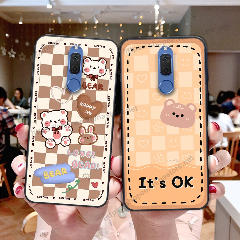Ốp lưng Huawei Nova 2i trái tim hình gấu cute cá tính, giá rẻ, cực bền