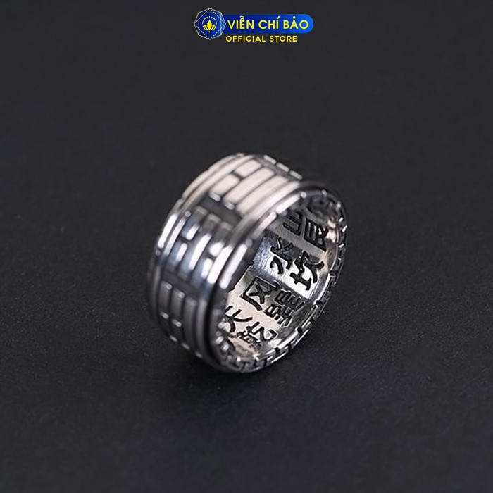 Nhẫn bạc nam Thái Cực Đồ Thuyết bát quái xoay chất liệu bạc Thái 925 thương hiệu Viễn Chí Bảo N100699