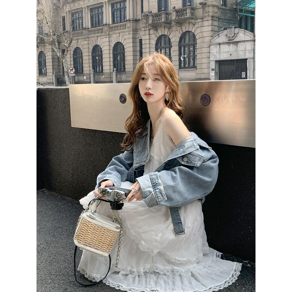 Đầm Hai Dây Phối Ren Nhiều Lớp Thời Trang Đi Biển Sành Điệu 61923