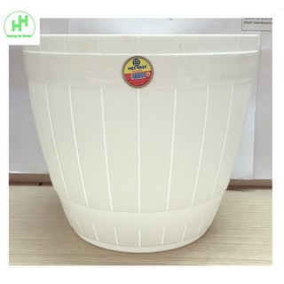 1Chậu Nhựa Việt Nhật Tròn Trắng No.2226 Đường Kính Miệng 20cm