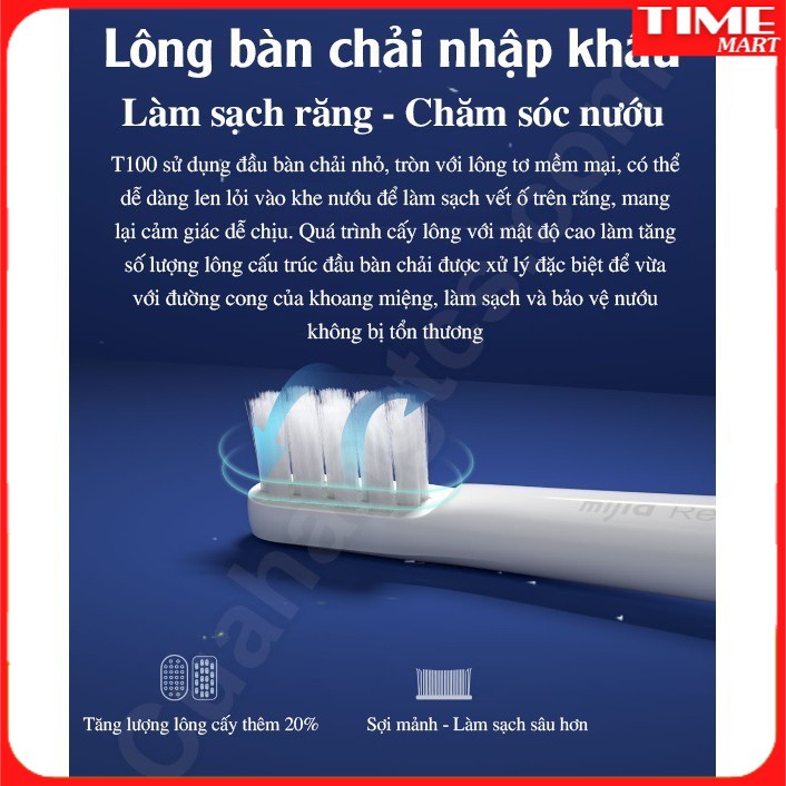 [CHÍNH HÃNG] Bàn chải thông minh Xiaomi Mijia T100. Chống nước siêu bền bảo vệ nứa [TIME_MART siêu thị tiện ích gia đnứa