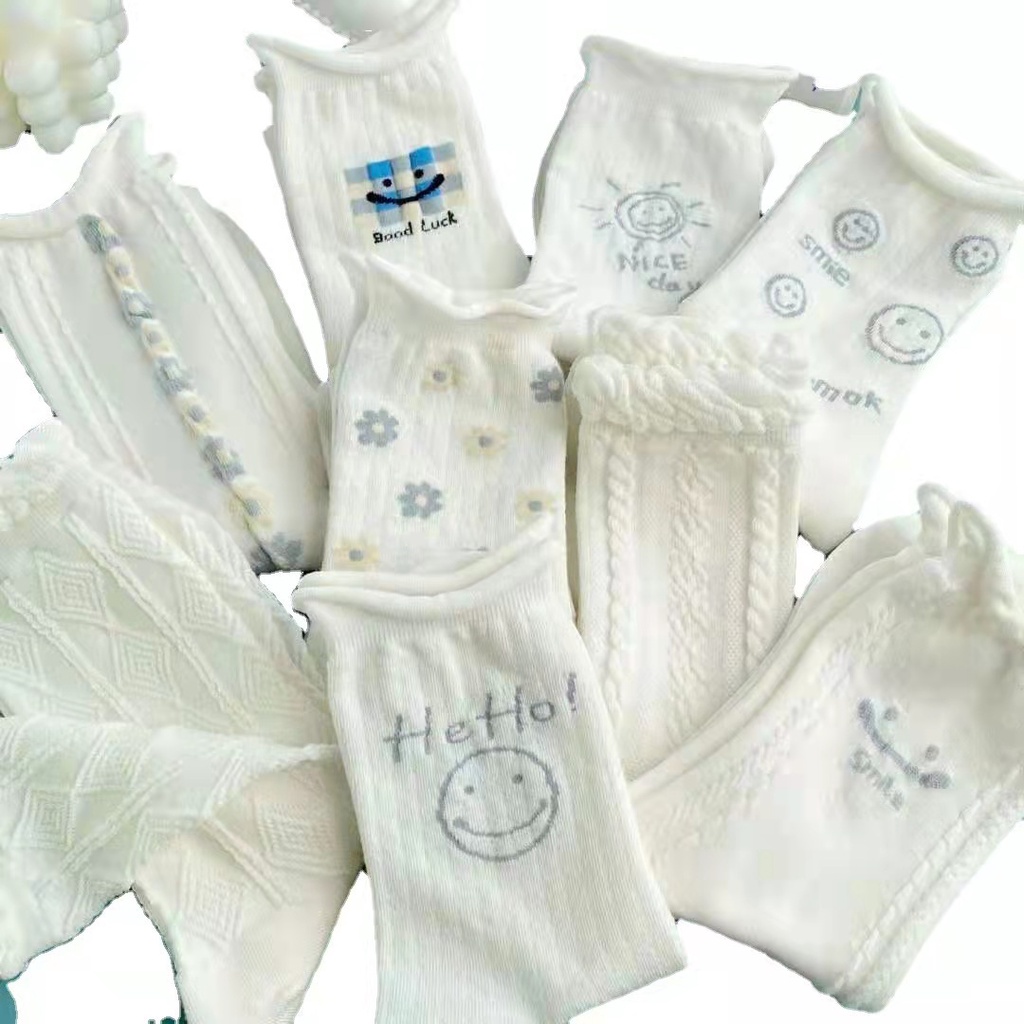 Vớ cotton Cổ Cao Thêu Họa Tiết Phong Cách Hàn Quốc Thời Trang Cho Nữ