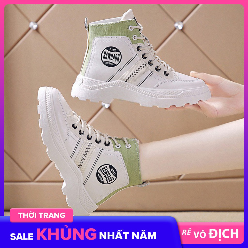NEW SALE Giày nữ cổ cao H55 màu trắng xanh boost nữ RẺ NHẤT