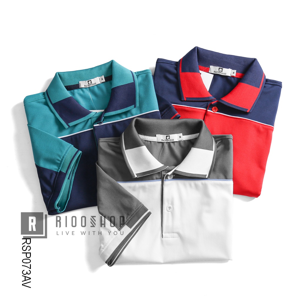 Áo thun nam có cổ tay ngắn PACK HORSE - Chất liệu cotton cá sấu, phối màu trẻ trung năng động