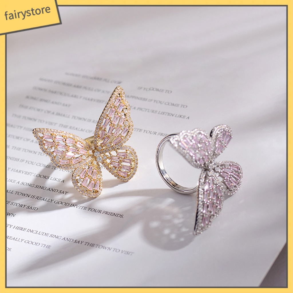 Nhẫn Hợp Kim Hình Bướm Đính Đá Xinh Xắn