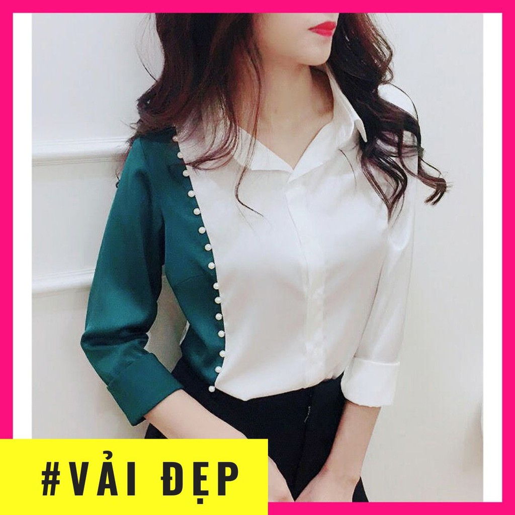 Áo sơ mi nữ màu xanh💖Có Clip - Áo công sở nữ dài tay vải lụa mềm