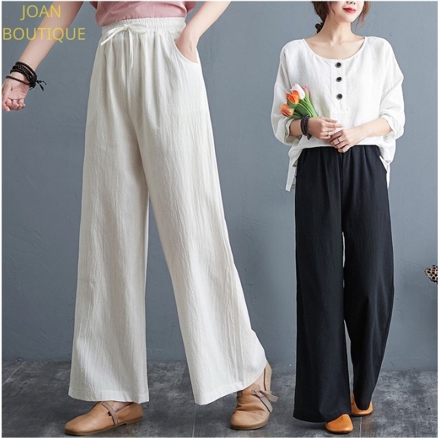 Quần đũi nữ ống rộng lưng thun, trắng suông dài đẹp thoáng mát, mịn màng