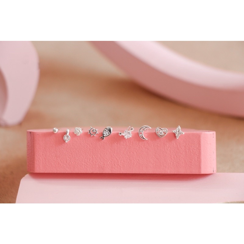 Bông Tai Nữ Bạc 925 BLING IT Họa Tiết Hình Ngôi Sao Đính Đá Lấp Lánh - BIBT482 (GIÁ 1 CHIẾC)