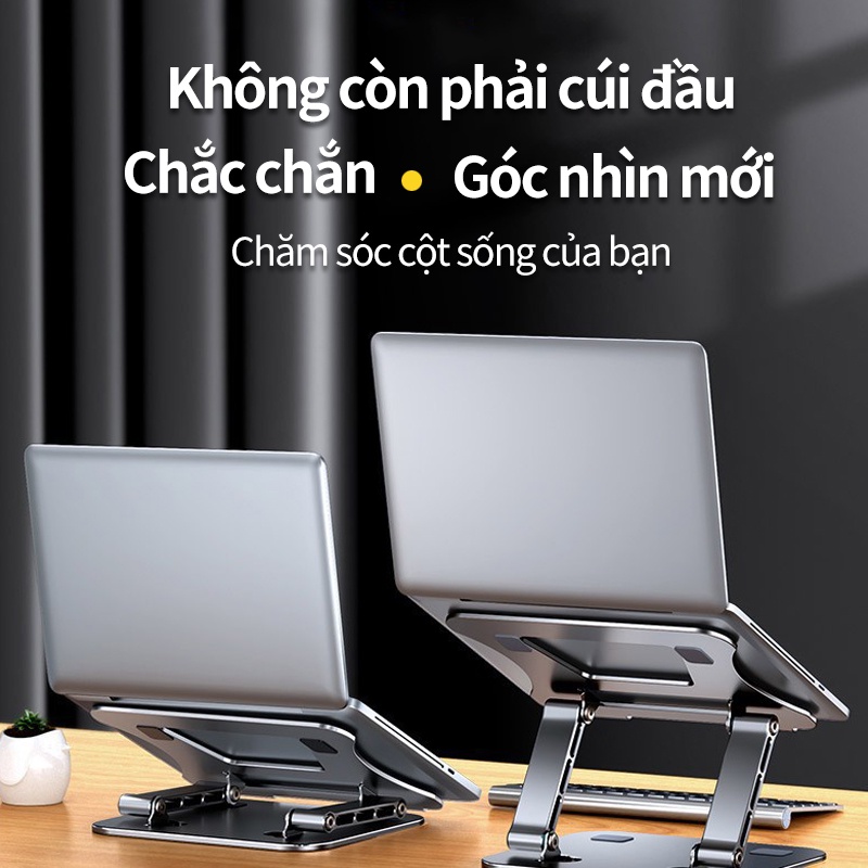 Giá đỡ laptop tablet bằng nhôm  kiêm đế tản nhiệt nâng  Điều chỉnh mọi góc độ  ,Di động có thể gấp lại Thích hợp cho tất