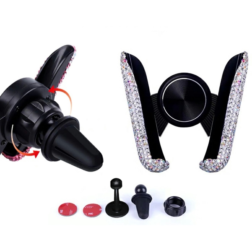 Kẹp điện thoại đính đá trên ô tô - Kẹp Cửa Gió Đính Đá