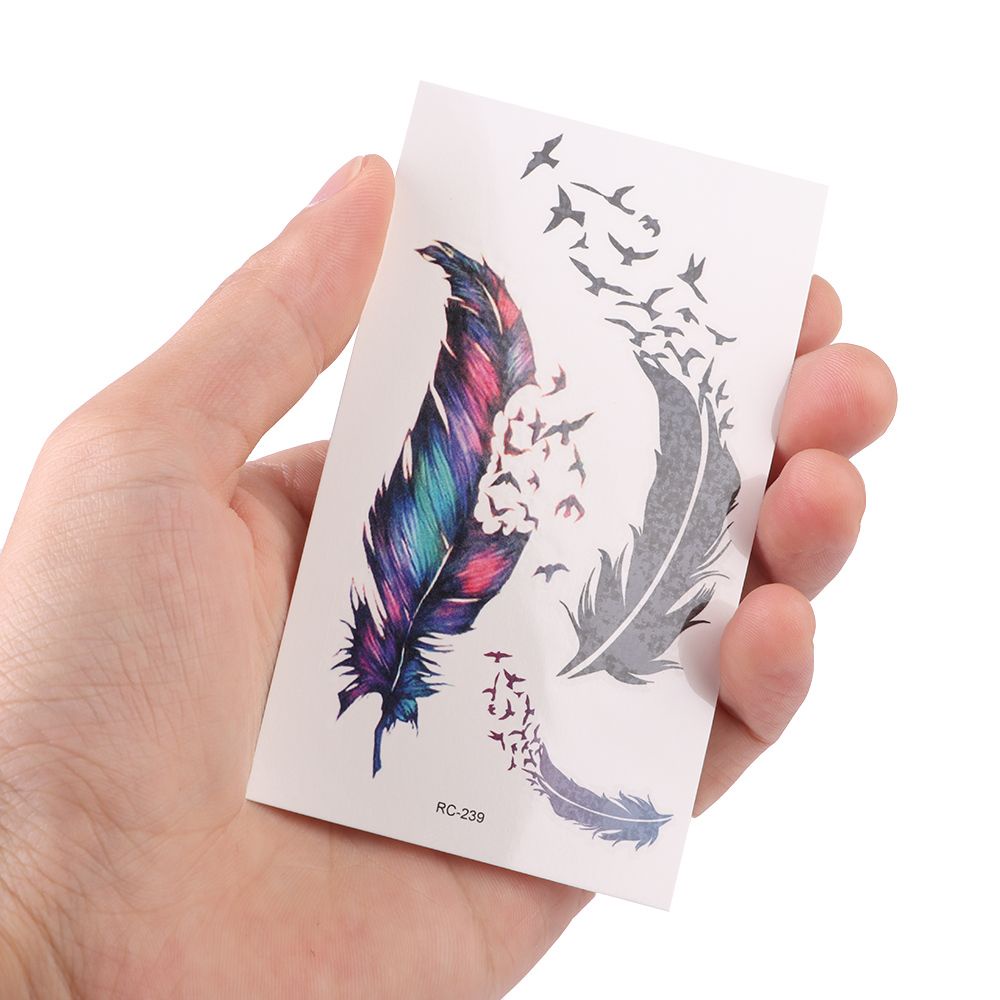 Hình xăm dán tạm thời họa tiết lông vũ và hoa nhiều kiểu bắt mắt chống thấm nước chuyên nghiệp