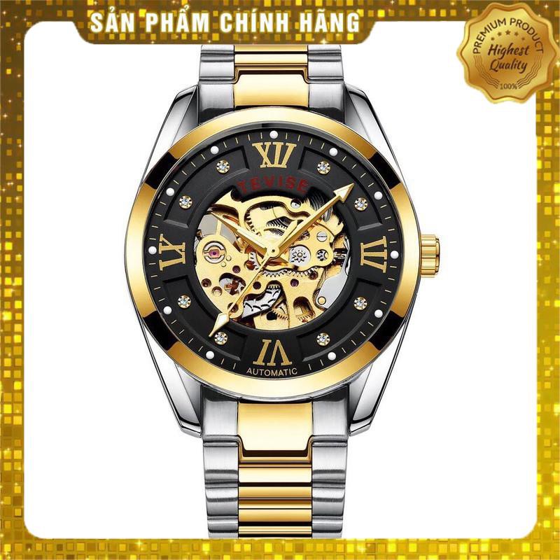 ĐỒNG HỒ NAM CƠ LỘ MÁY AUTOMATIC HIỆU TEVISE MẪU MỚI DÂY INOX NGUYÊN KHỐI TẶNG KÈM PHỤ KIỆN CẮT DÂY