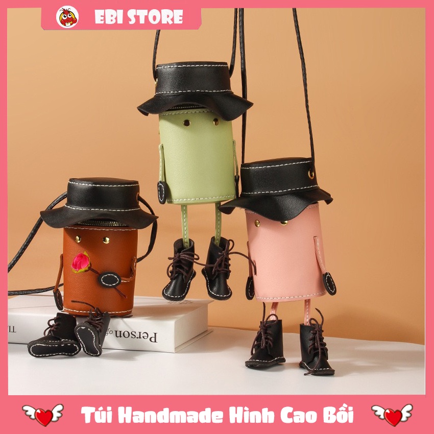 Túi Đeo Chéo Handmade, Tự Khâu Tay Sẵn Đường Chỉ May Hình Cao Bồi Siêu Đáng Yêu Làm Quà Tặng