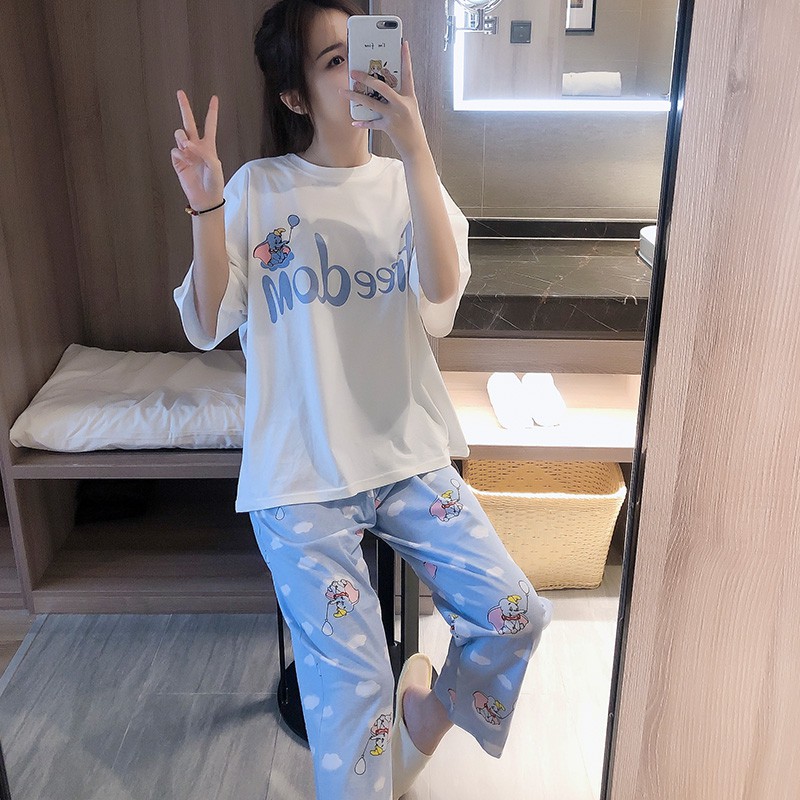 Đồ Bộ Nữ mặc nhà dễ thương chất liệu cotton đầy đặn mát mịn