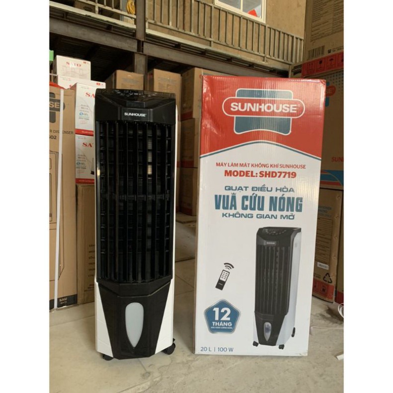 Máy làm mát không khí Sunhouse SHD7719 20L, quạt điều hoà Sunhouse công suất 100W Có điều khiển từ xa