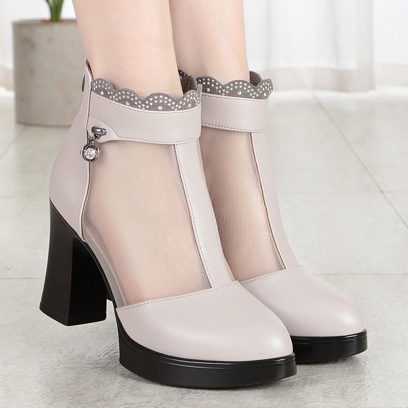 Giày Cao Gót Hở Mũi Phối Lưới Chống Thấm Nước Thời Trang Mùa Hè Cho Nữ 2021 | BigBuy360 - bigbuy360.vn