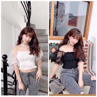Áo Kiểu nhúng tay phối lưới