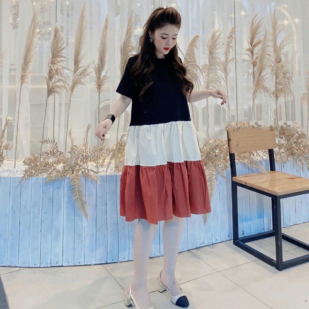 Váy Bầu Đầm Bầu Mùa Hè Chất Cotton Thun Thấm Hút Mồ Hôi Dáng Suông Xòe Tay Ngắn Dễ Thương Mã A0017 Lin Store66