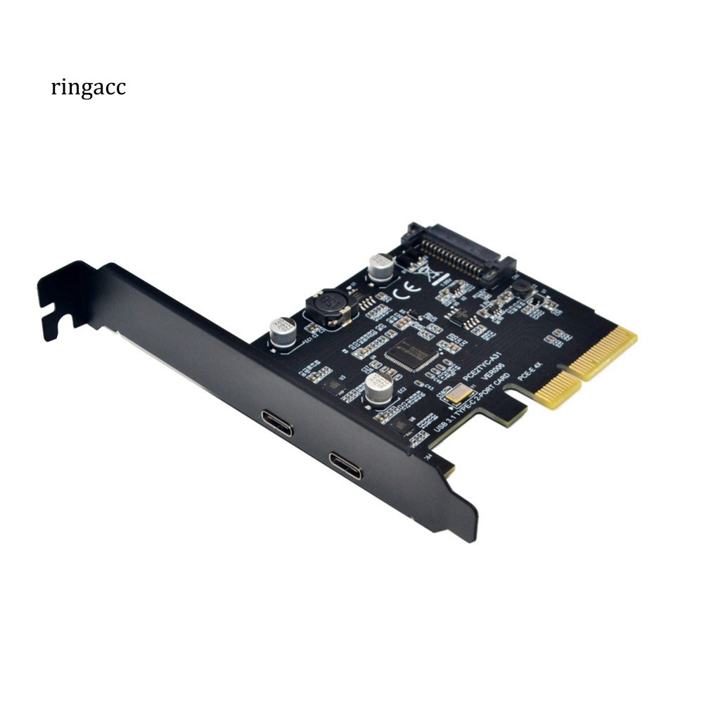 Card chuyển đổi mở rộng 10Gbps PCI Express X4 X8 X16 PCI-E sang 2 cổng USB 3.1 Type-C