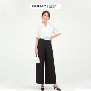 Quần tây nữ ống rộng phối nút GUMAC nhiều màu QB530