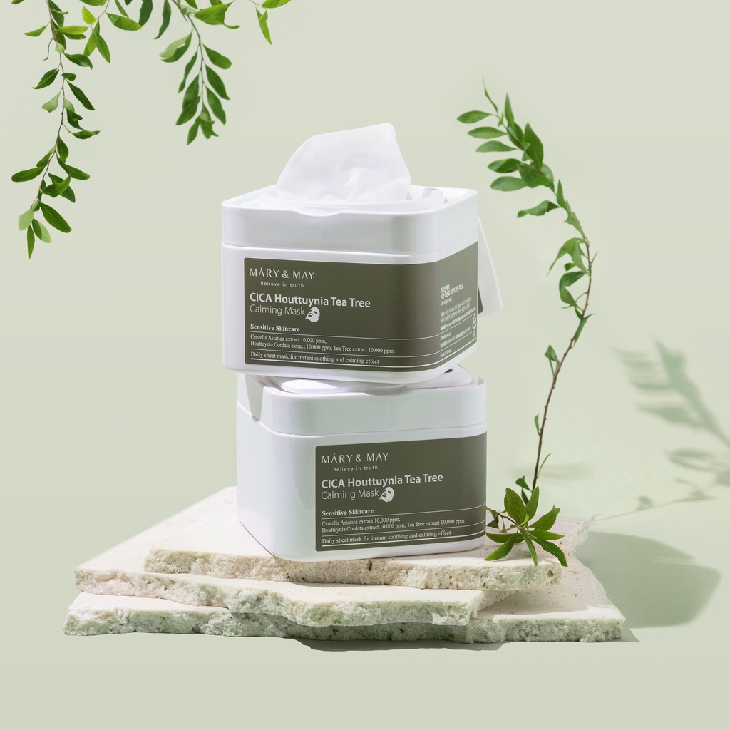 Mặt Nạ Giấy Làm Dịu Da Mary&May CICA Houttuynia Tea Tree Calming Mask