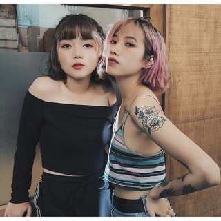(có bán sỉ,ảnh thật,hoả tốc) 🍊ÁO_CROPTOP_BẸT_VAI_TAY_DÀI🥑