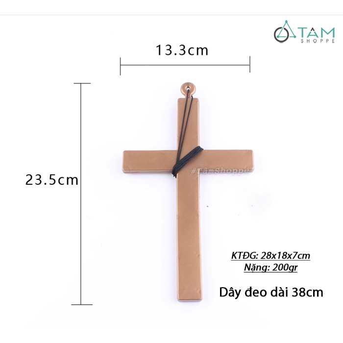 COMBO 2 Cây thánh giá cỡ lớn đơn giản 24x14cm có dây đeo cổ