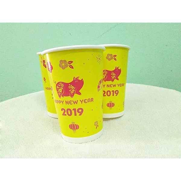 Combo 50 Ly Giấy Hình Tết 16oz - 480 ml In Sẵn Có Nắp | Ly giấy cafe | Ly giấy 500ml | Ly giấy đựng cà phê | Cốc giấy