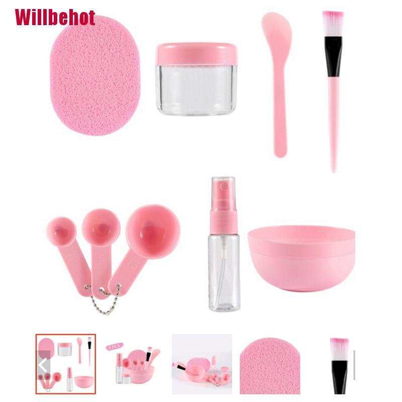 (Hàng Mới Về) Bộ Chăm Sóc Da Mặt Kèm 9 Đĩa Trộn / Muỗng / Cọ / Mút Trang Điểm Tại Nhà diy