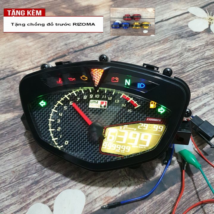 Đồng hồ điện tử UMA Racing gắn xe Sirius và Exciter - Tặng ngay đôi chống đổ trước răng cưa - S1339