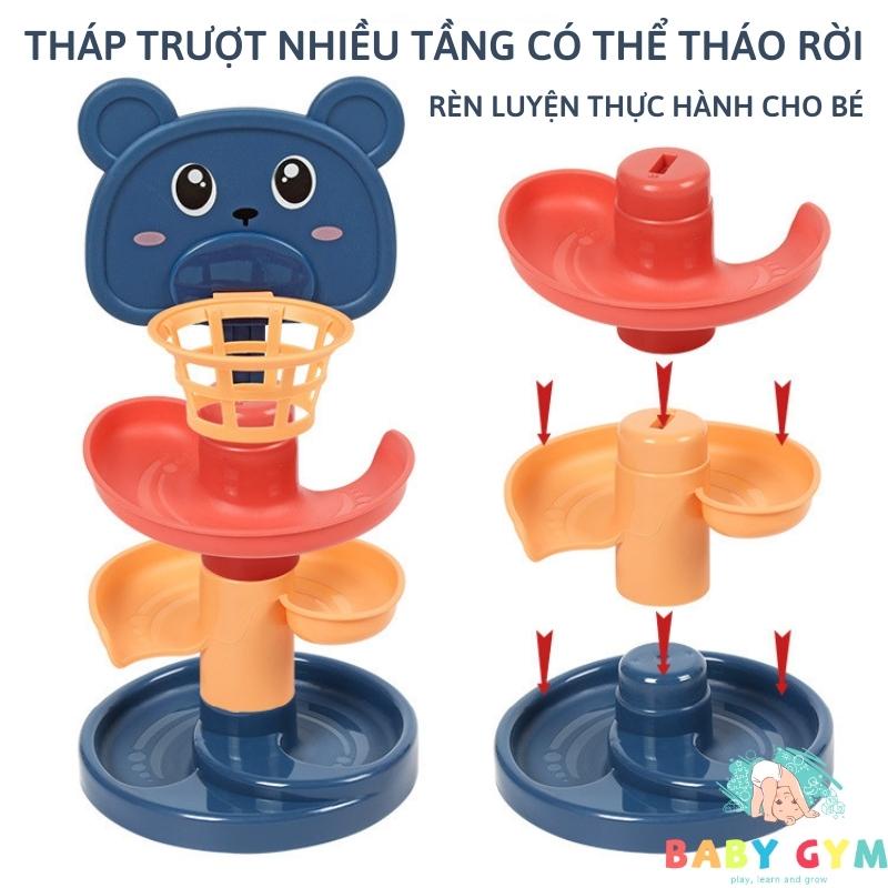 Tháp bóng lăn cầu trượt thả bóng xoay tròn đồ chơi cho bé đơn giản, sinh động, an toàn - BABYGYM