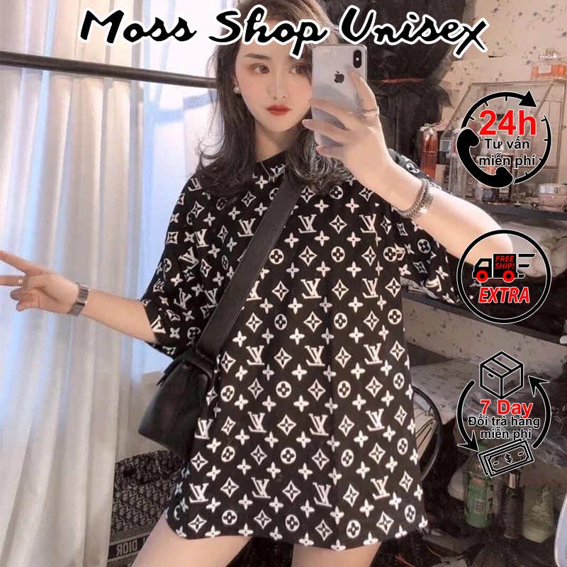 Áo thun tay lỡ unisex họa tiết sao in kín MOSSSHOP - Áo phông nam nữ phong cách hàn quốc ulzzang form rộng 65kg