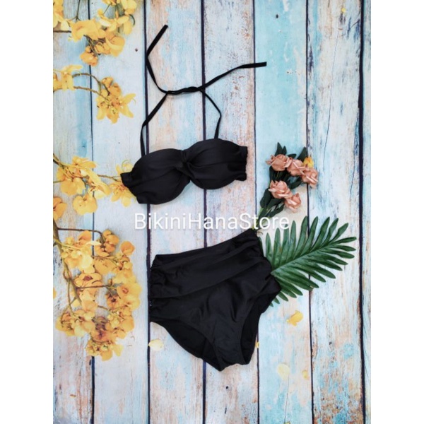 Bikini hai mảnh cạp cao áo quây chất liệu xịn mịn
