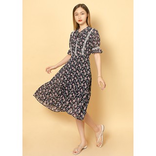 Váy hoa nhí xòe nơ cổ v718 nữ tng
