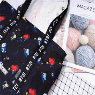 KPOP BT21 Storage Bag  BTS Canvas Bag Cartoon  Korean version