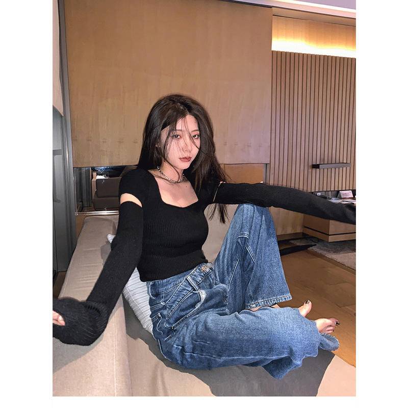 Pháp Áo Sweater Ngắn Dáng Ôm Vừa Vặn Thời Trang Cao Cấp Phong Cách Phương Tây Cho Nữ