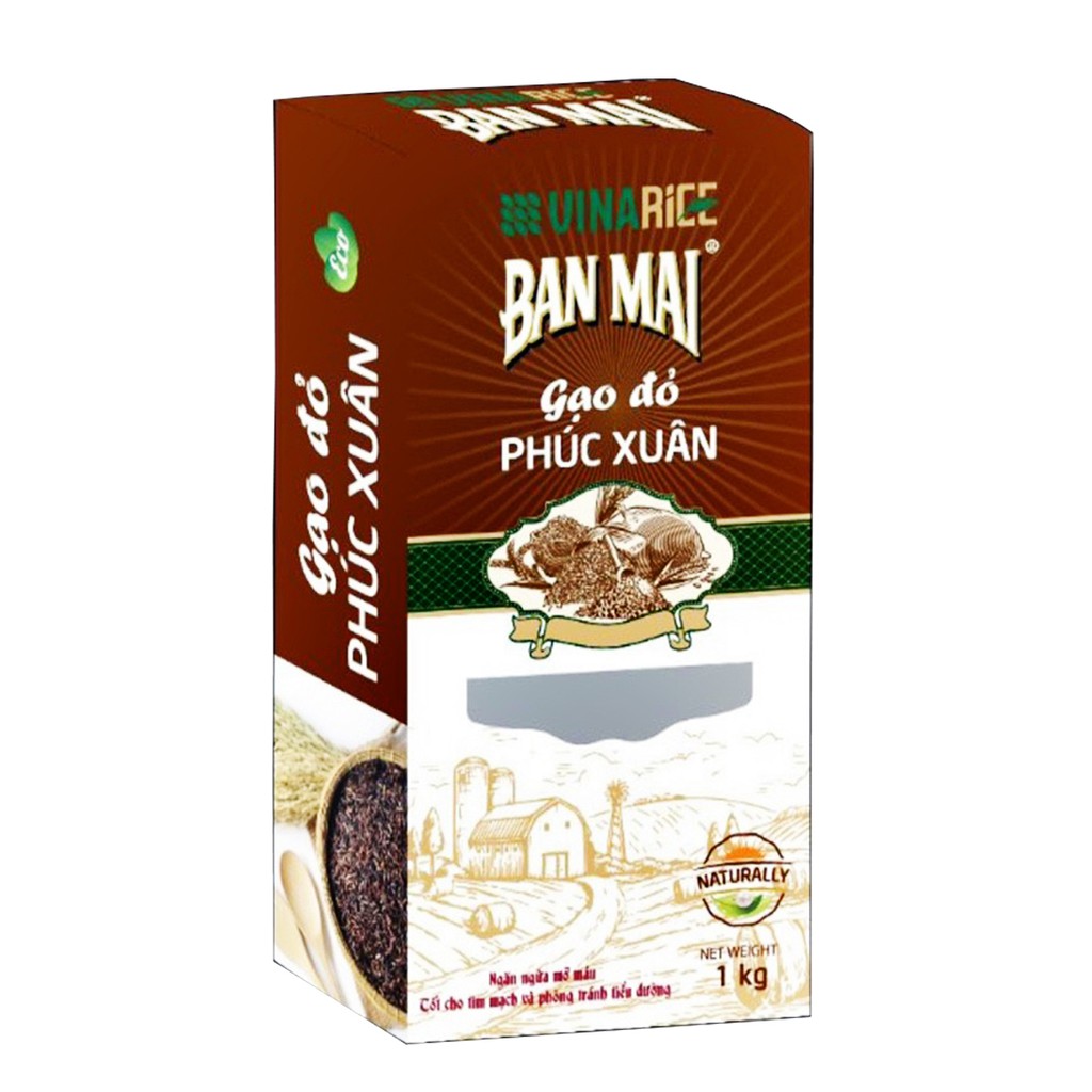 Gạo Lứt Đỏ Phúc Xuân 1Kg - Vinarice Banmai -Ngăn ngừa mỡ máu, tốt cho tim mạch và phòng tránh tiểu đường