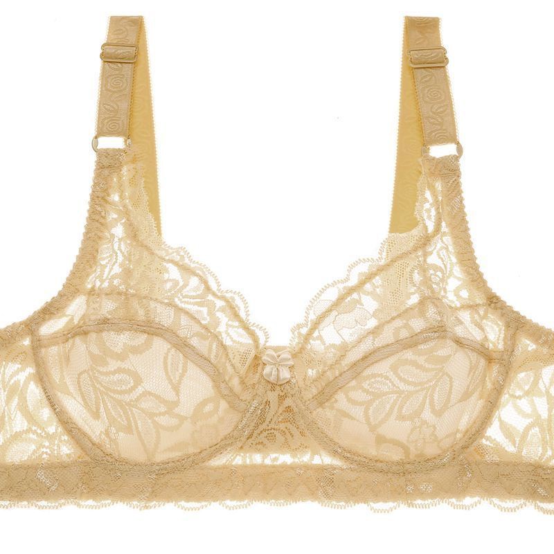 Summer Wireless Ultra-Thin Sponge-Free Bra Women's Bra plus Size Lace Thin Mould Cup Breasts Contracting Bra