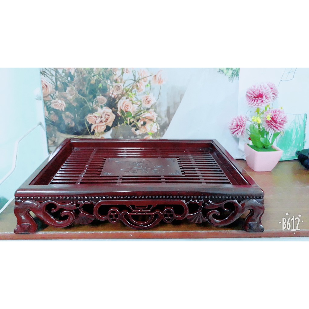 Khay sập đựng ấm chén nhựa giả gỗ 40x30cm - Loại 1