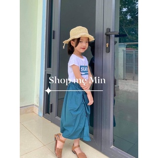 set áo cộc tay chân váy dài cho bé đi học style sang chảnh hàng quảng châu cao cấp cho bé 5-8 tuổi