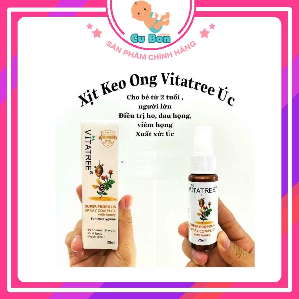 Xịt họng keo ong Vitatree 30ml của úc cho bé từ 2 tuổi của úc giảm đau ngứa họng tăng sức đề kháng