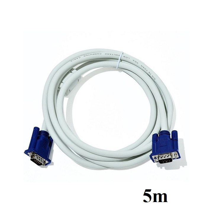 Dây cáp VGA 5M chống nhiễu màu trắng
