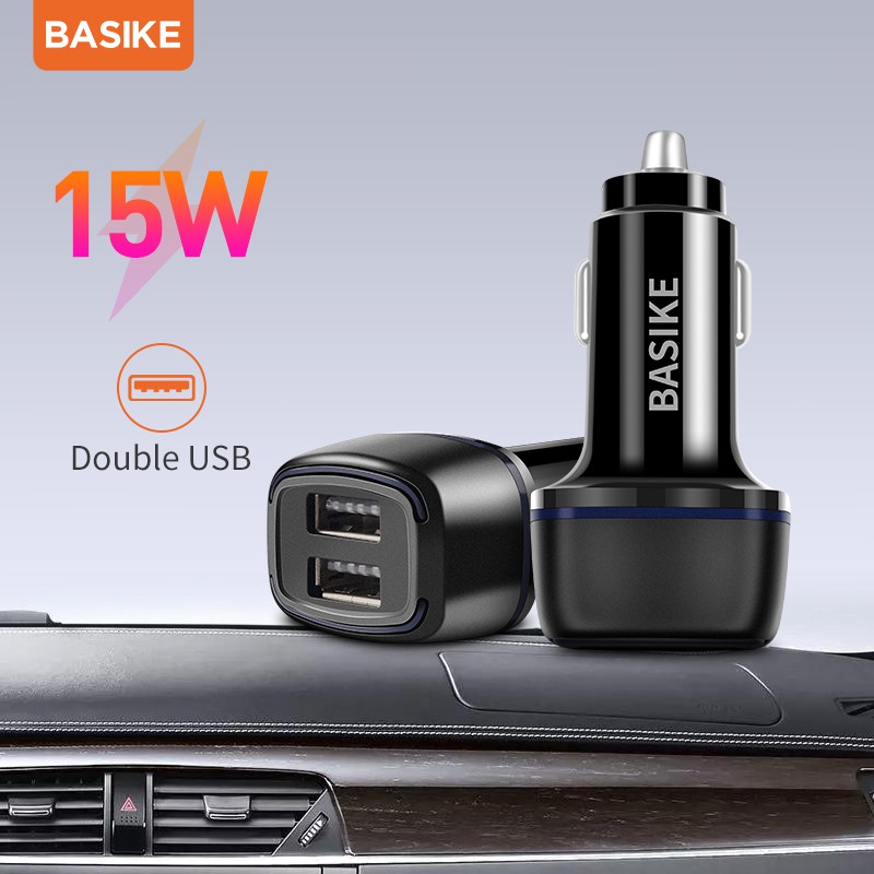 Bộ chuyển đổi sạc nhanh BASIKE UT67 đầu ra USB kép mini 5V/ 3.1A cho xe hơi