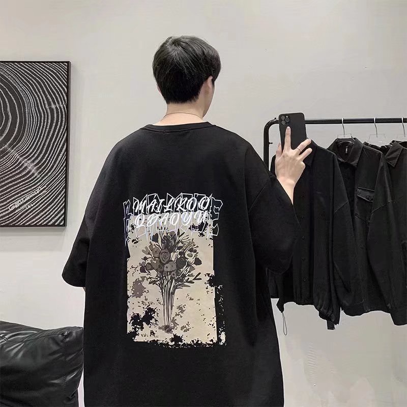 Áo Thun Tay Ngắn Cổ Tròn In Chữ Phong Cách Hàn Quốc Dành Cho Nam size M-5XL