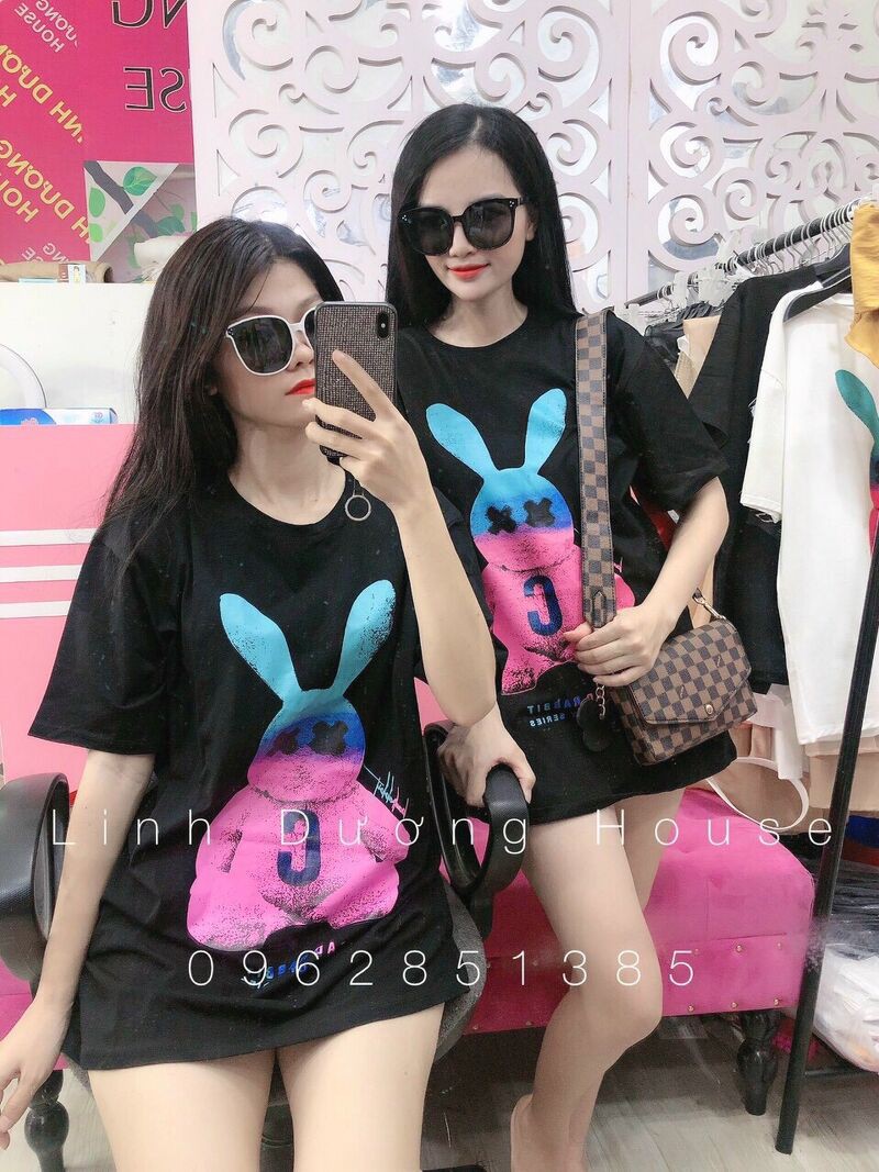 Áo phông thỏ cá tính fom rộng